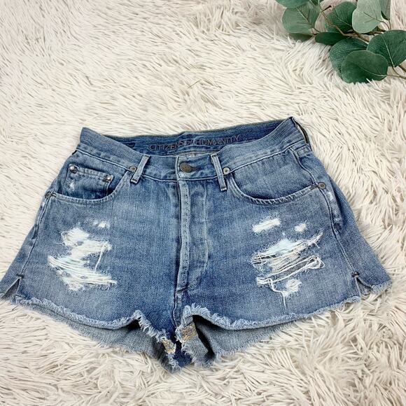 Citizens of Humanity Distressed High Rise Denim Jean Shorts Size 24 - Picture 1 of 8